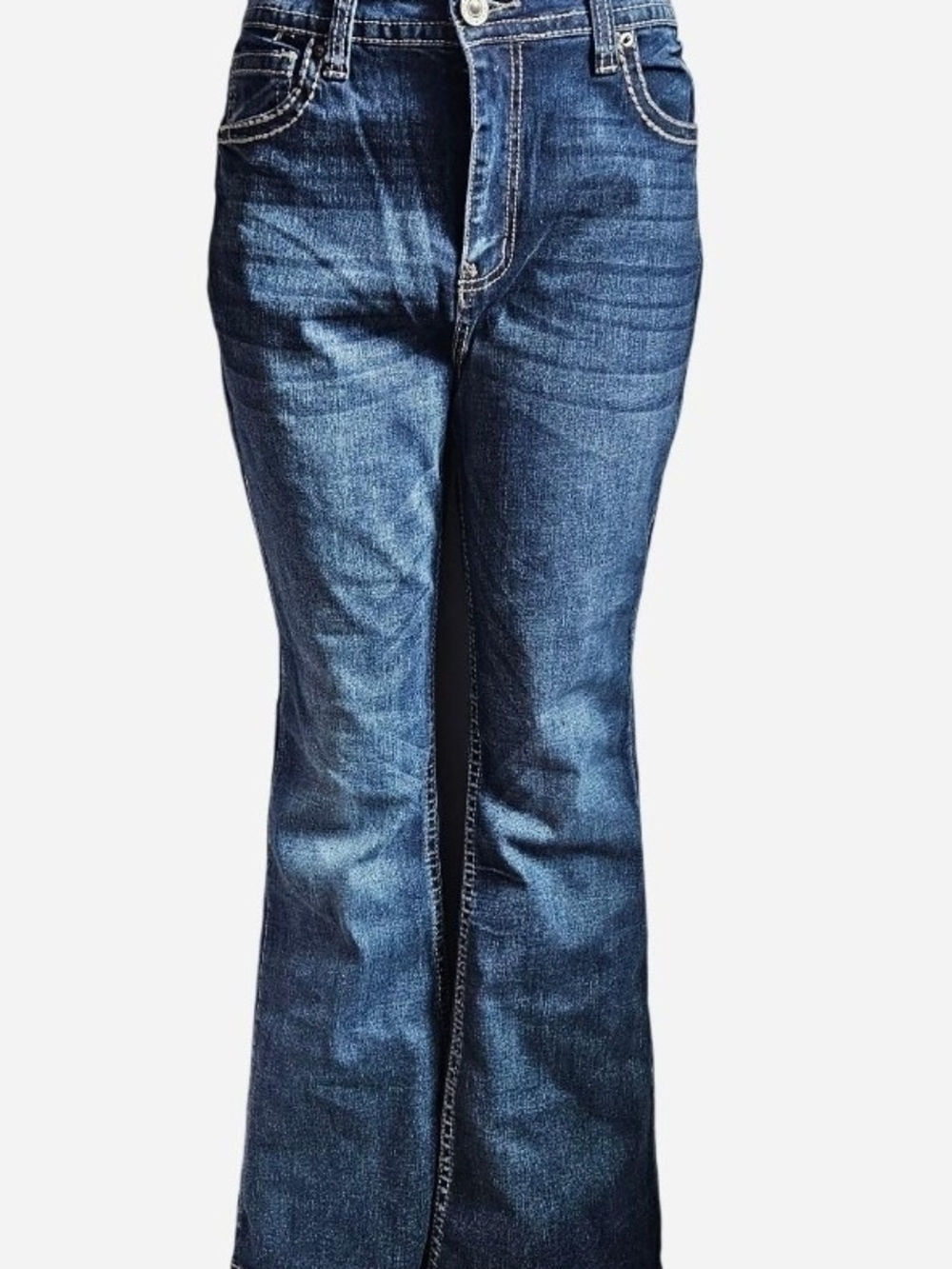 Men's Dark Blue Bootcut Jeans - Classic Denim